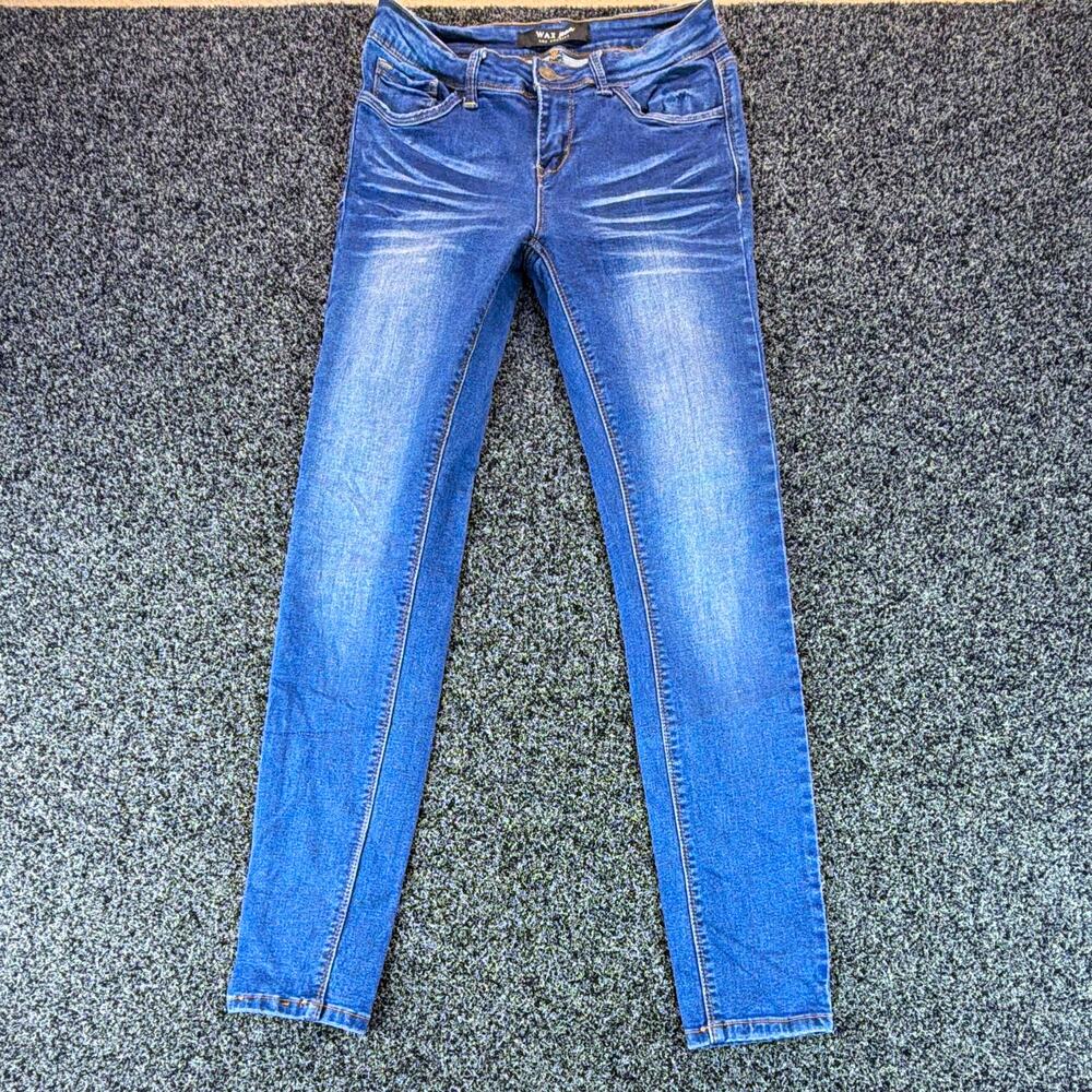 Wax Jeans Women’s Dark Wash Blue Skinny Slim Fit Mid Rise Stretch Jeans 5